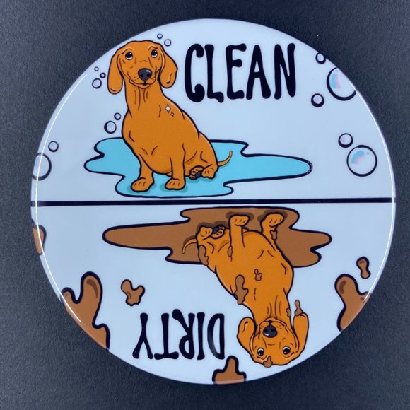 Red Dachshund Dog Clean Dirty Dishwasher Magnet - Picture 4 of 6